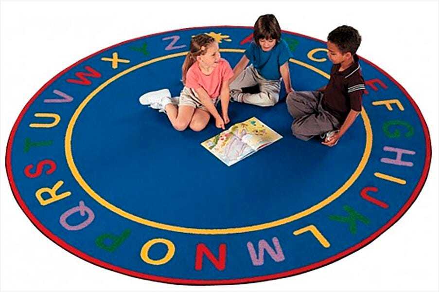 Carpets for Kids Alpha Rug, 6 Feet, Round, Blue, Item Number 076273